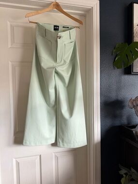 Mauve Colette faux leather wide leg pants